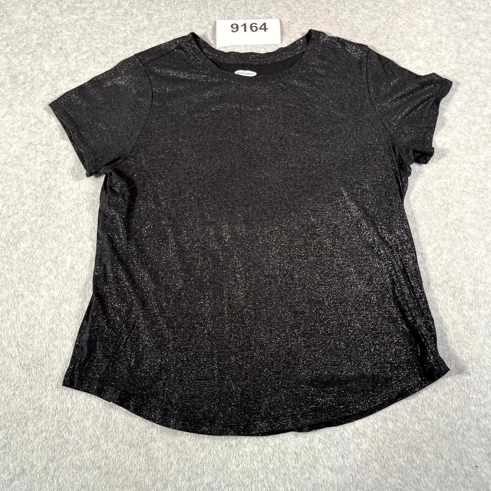 Old Navy Everywear Shimmer Finish T Shirt Womens Medium Blackโ Cotton Outdoor